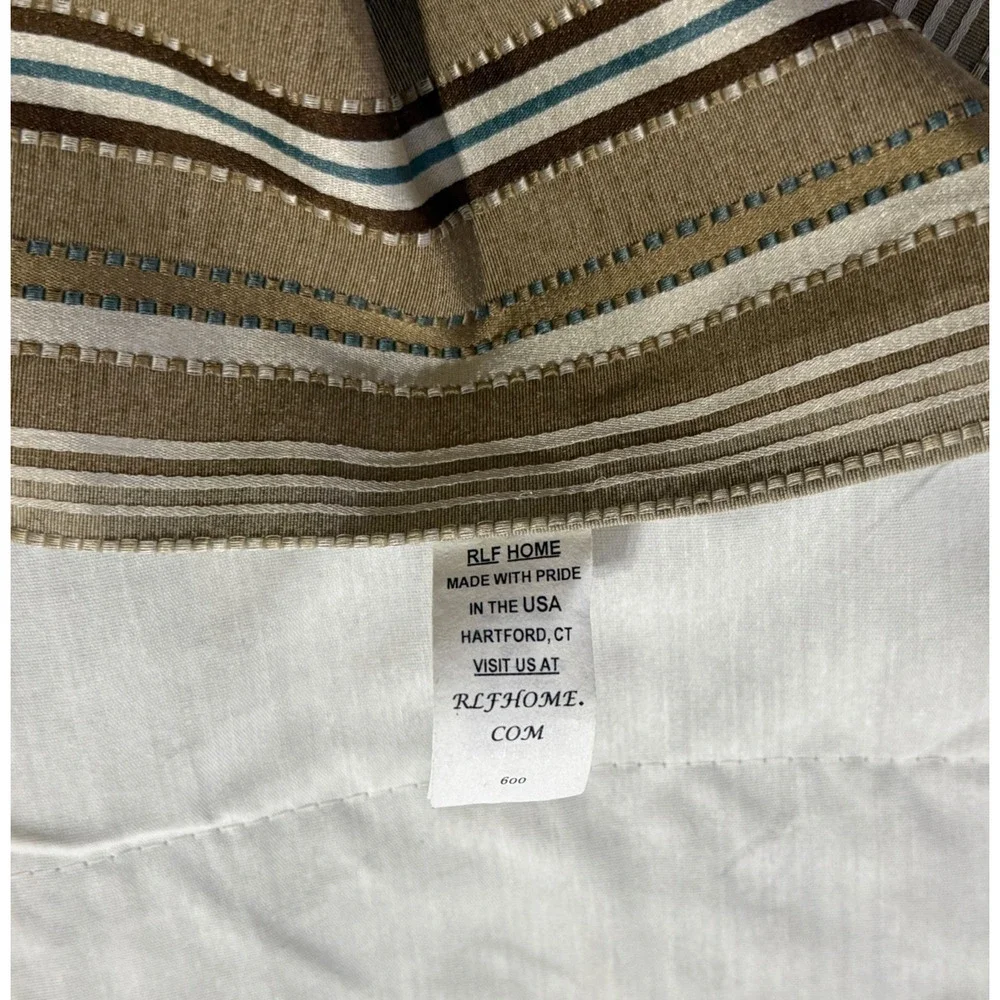 Vintage Set 12 Striped Valances Scalloped Fringe Trim Short Curtains Blue Brown